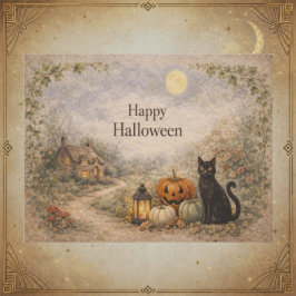 Gemütliches Cottage Vintage Halloween Feiertagspostkarte