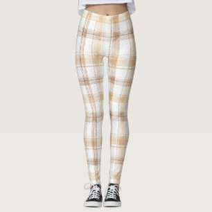 Gemütliches Creme Beiges Karo Streifen Leggings