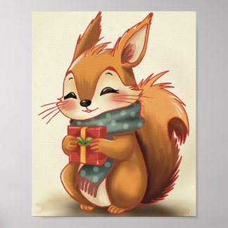 Gemütliches Eichhörnchen mit einem Geschenk – Whim Poster