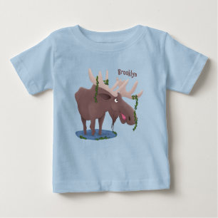 Gemütliches Elch-Cartoon-Illustration Baby T-shirt