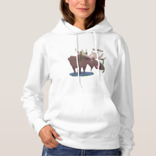 Gemütliches Elch-Cartoon-Illustration Hoodie