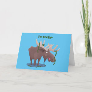 Gemütliches Elch-Cartoon-Illustration Karte