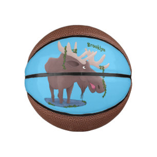 Gemütliches Elch-Cartoon-Illustration Mini Basketball