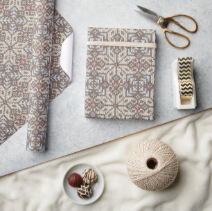 Gemütliches Fair Isle Strickmuster Weihnachten Geschenkpapier