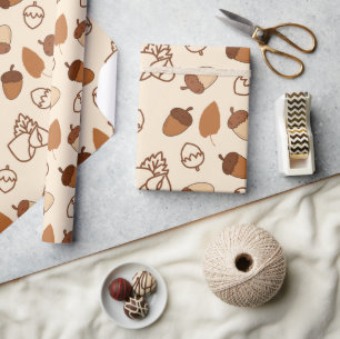 Gemütliches Fall Hazelnut Leaf Nahtloses Wrapping  Geschenkpapier