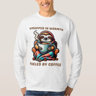 Gemütliches Faultier mit Kaffee-Tasse in Blankenla T-Shirt