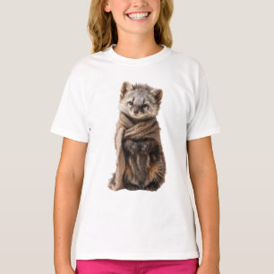 Gemütliches Ferret mit Schal für Kinder T-Shirt