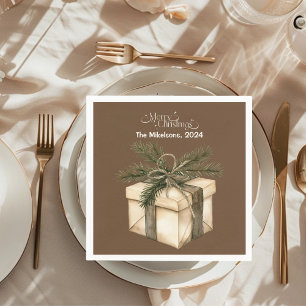 Gemütliches Festfest Rustikale Weihnachten Serviette