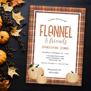 Gemütliches Flanell- und Freunde-Friendsgiving-Din Einladung