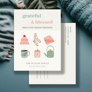 Gemütliches Foto Winter Essential Frohen Festtage Feiertagspostkarte