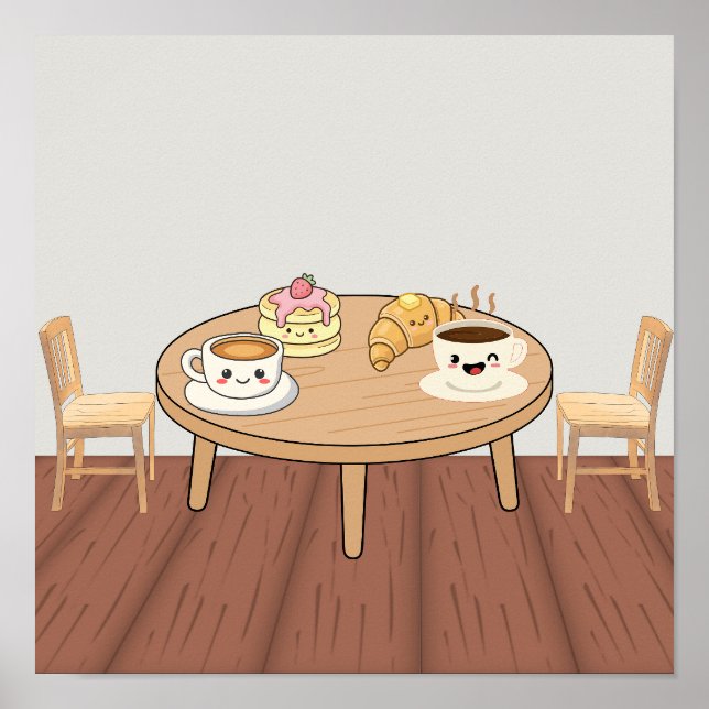 Gemütliches Frühstückscafé Poster | Kaffee, Pfannk (Vorne)