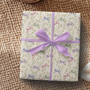 Gemütliches Gamer-Blumen-Controller-Verpackungspap Geschenkpapier