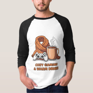 Gemütliches Gaming Warme Getränke Retro-Spieler He T-Shirt