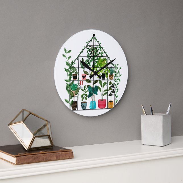 Gemütliches Gewächshaus Große Wanduhr (Büro)