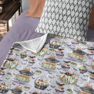 Gemütliches Halloween-Aquarellbild Fleecedecke