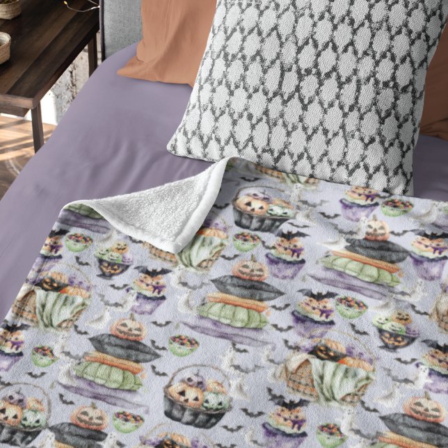 Gemütliches Halloween-Aquarellbild Fleecedecke (Von Creator hochgeladen)