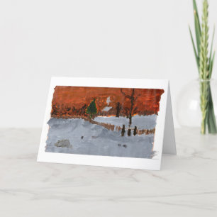 Gemütliches Haus in der schneebedeckten Karte