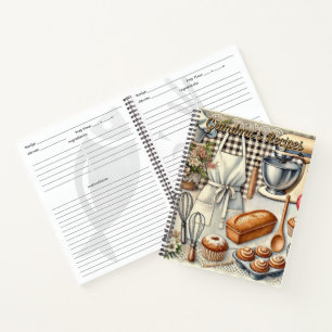 Gemütliches hausgemachtes Backszenario mit Schürze Notizbuch