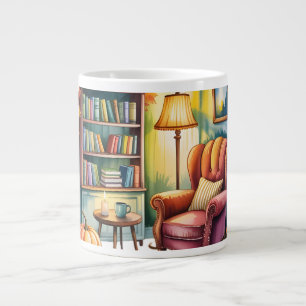 Gemütliches Heim Lesebilder — Gerahmtes Wandbild Jumbo-Tasse