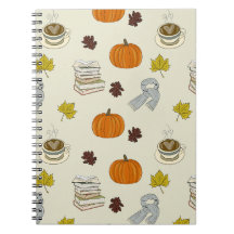 Gemütliches Herbst-Buch-und-Kaffee-Spiralnotizbuch