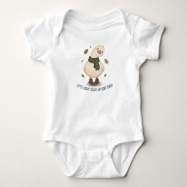 Gemütliches Herbst-Cartoon-Design Baby Strampler (Vorderseite)
