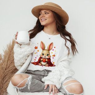Gemütliches Herbst-Design: Kaninchen genießt Kaffe T-Shirt