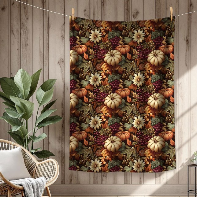 Gemütliches Herbstblanket mit Pumpkins Blumengeste Fleecedecke (Cozy Autumn Blanket with Pumpkins Floral Elegance)