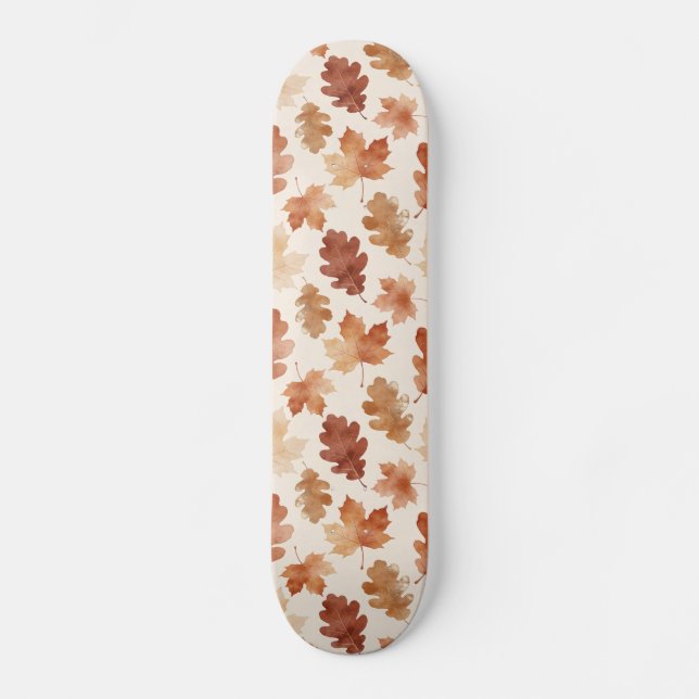 Gemütliches Herbstblattmuster Skateboard (Vorderseite)