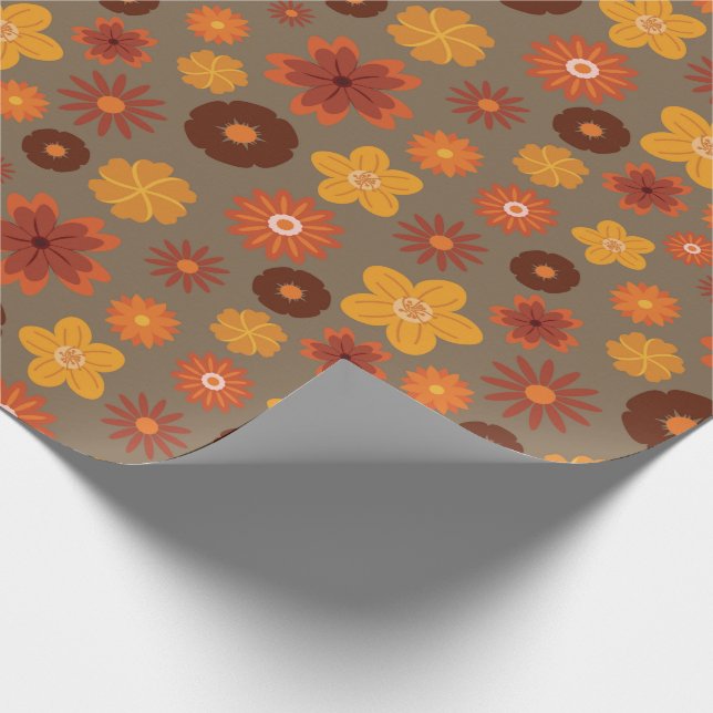 Gemütliches Herbstblüten Nahtlose Erntedank Gesche Geschenkpapier (Ecke)