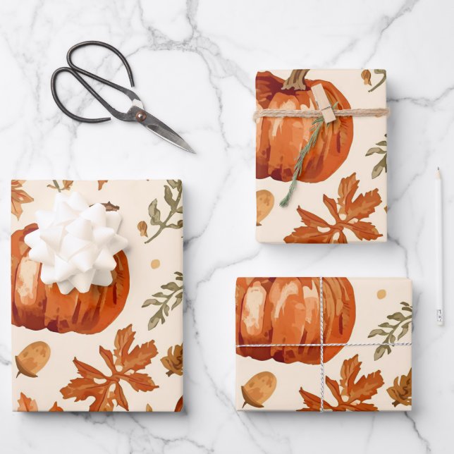 Gemütliches Herbsternte-Geschenkpapier Geschenkpapier Set (Vorderseite)