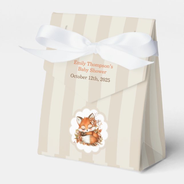 Gemütliches Herbstfox Babydusche Gemütliches Woodl Geschenkschachtel (Vorderseite)