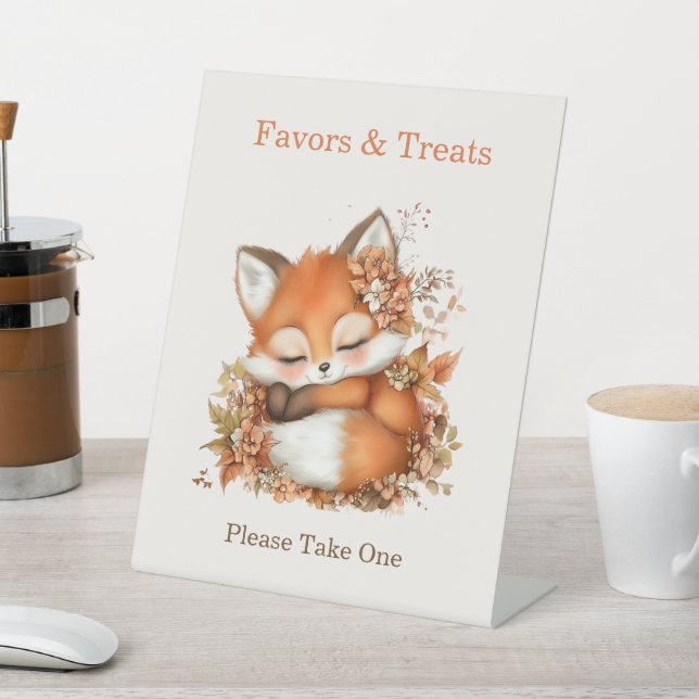 Gemütliches Herbstfox Babydusche Gemütliches Woodl Sockelschild (In SItu)