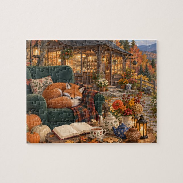 Gemütliches Herbstfuchsteehäuschen Puzzle (Horizontal)