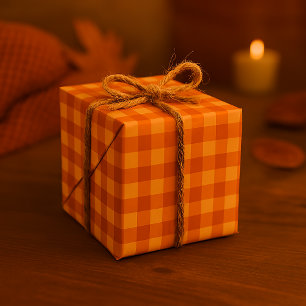 Gemütliches Herbstgingham Kariert Nahtloses Muster Geschenkpapier