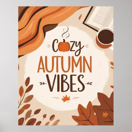 Gemütliches Herbstglas - Minimalistisches Flachdes Poster