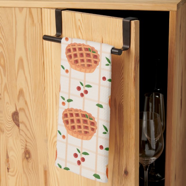 Gemütliches Herbstkuchen-Muster Geschirrtuch (Drittel gefaltet)