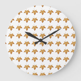 Gemütliches Herbstlaub-Muster Ästhetisches Design Große Wanduhr
