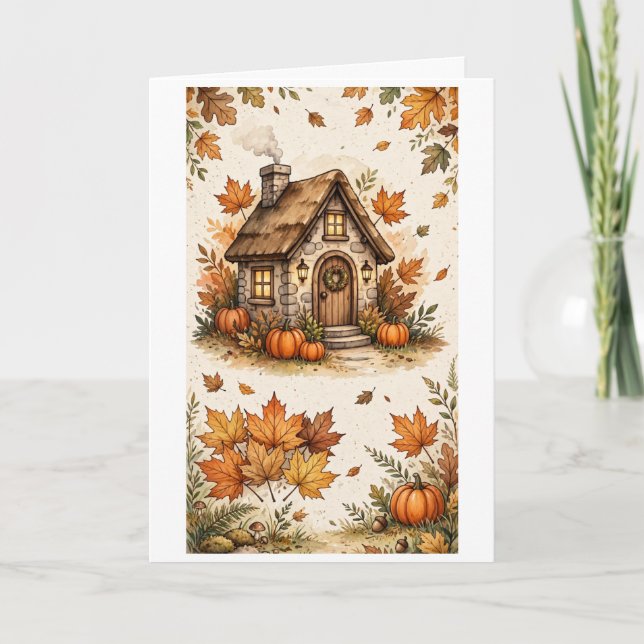 Gemütliches herbstliches Cottage Karte (Vorderseite)