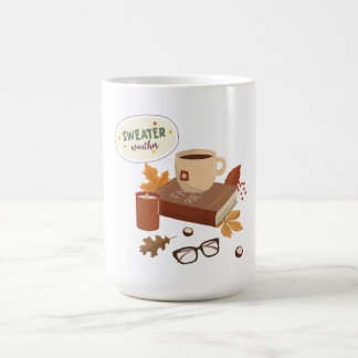 Gemütliches Herbstpullover-Wetter Buch & Tee Kaffeetasse