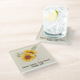 Gemütliches Herz mit Sonnenblumen Untersetzer