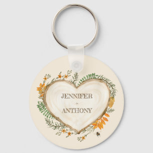 Gemütliches Holzkohlenkern Holzherz Personalisiert Schlüsselanhänger