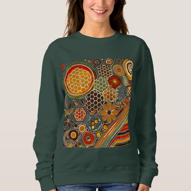 Gemütliches Honeycomb und florales Muster Sweatshi Sweatshirt (Vorderseite)