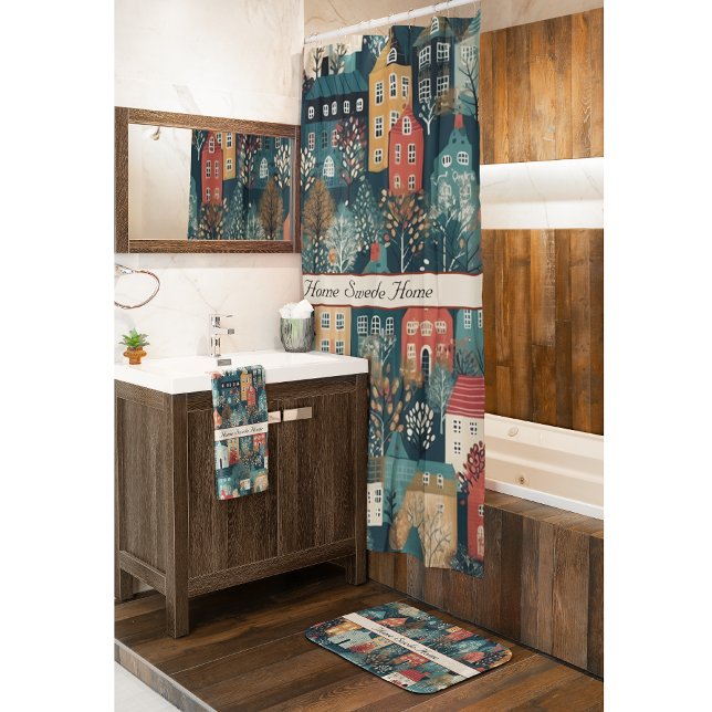 Gemütliches Hygge Village Nordic Folk Kunst, Brauc Badhandtuch Set (Von Creator hochgeladen)