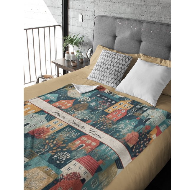 Gemütliches Hygge Village Nordic Folk Kunst, Brauc Fleecedecke (Von Creator hochgeladen)