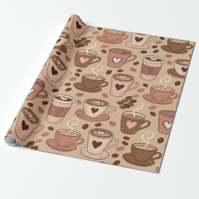 Gemütliches Kaffeetassen-Muster (1) Geschenkpapier (Ungerollt)