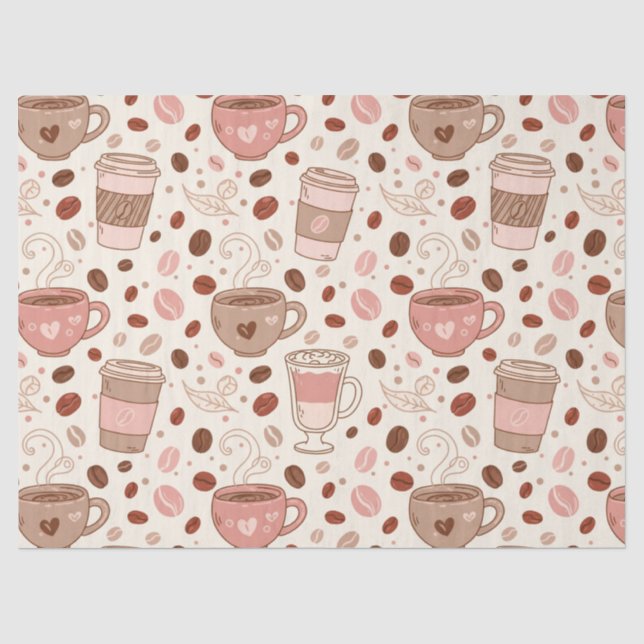 Gemütliches Kaffeetassen-Muster (3) Seidenpapier (Vorderseite)