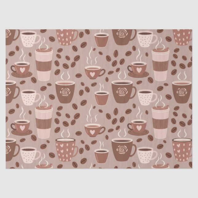 Gemütliches Kaffeetassen-Muster (4) Seidenpapier (Vorderseite)