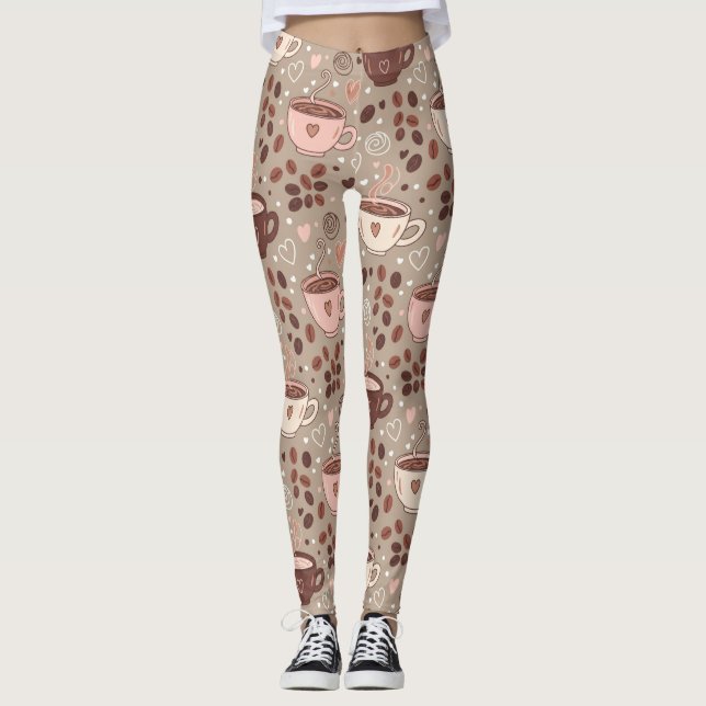 Gemütliches Kaffeetassen-Muster (8) Leggings (Vorderseite)