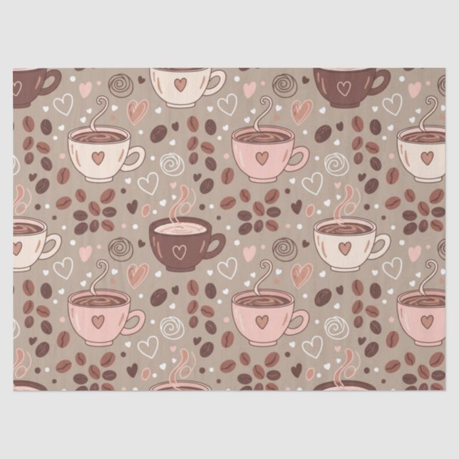 Gemütliches Kaffeetassen-Muster (8) Seidenpapier (Vorderseite)