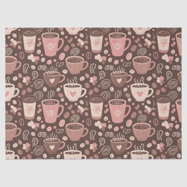 Gemütliches Kaffeetassenmuster (2) Seidenpapier (Vorderseite)